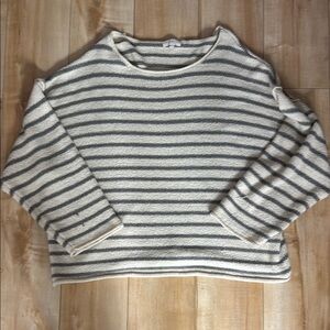 Promesa Cream and Gray Striped Sweater